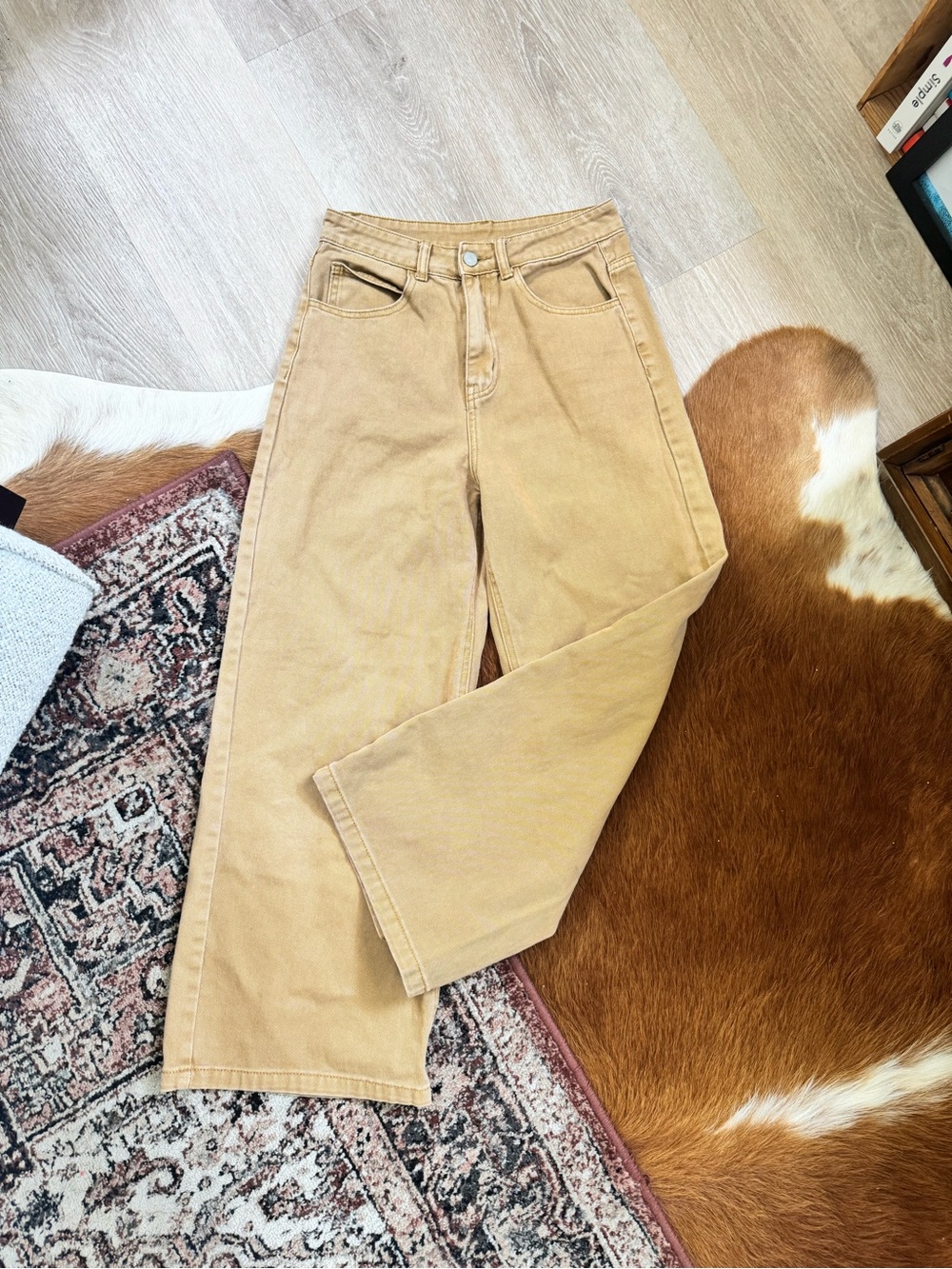 Cider Wide-Leg High-Waist Jeans in Camel